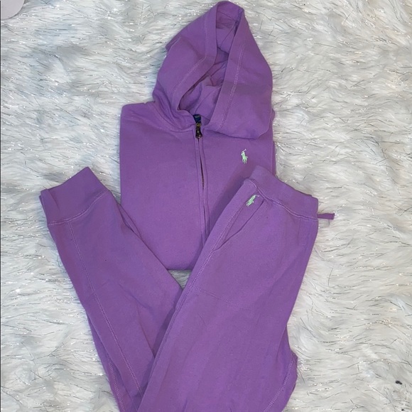 purple polo sweat suit